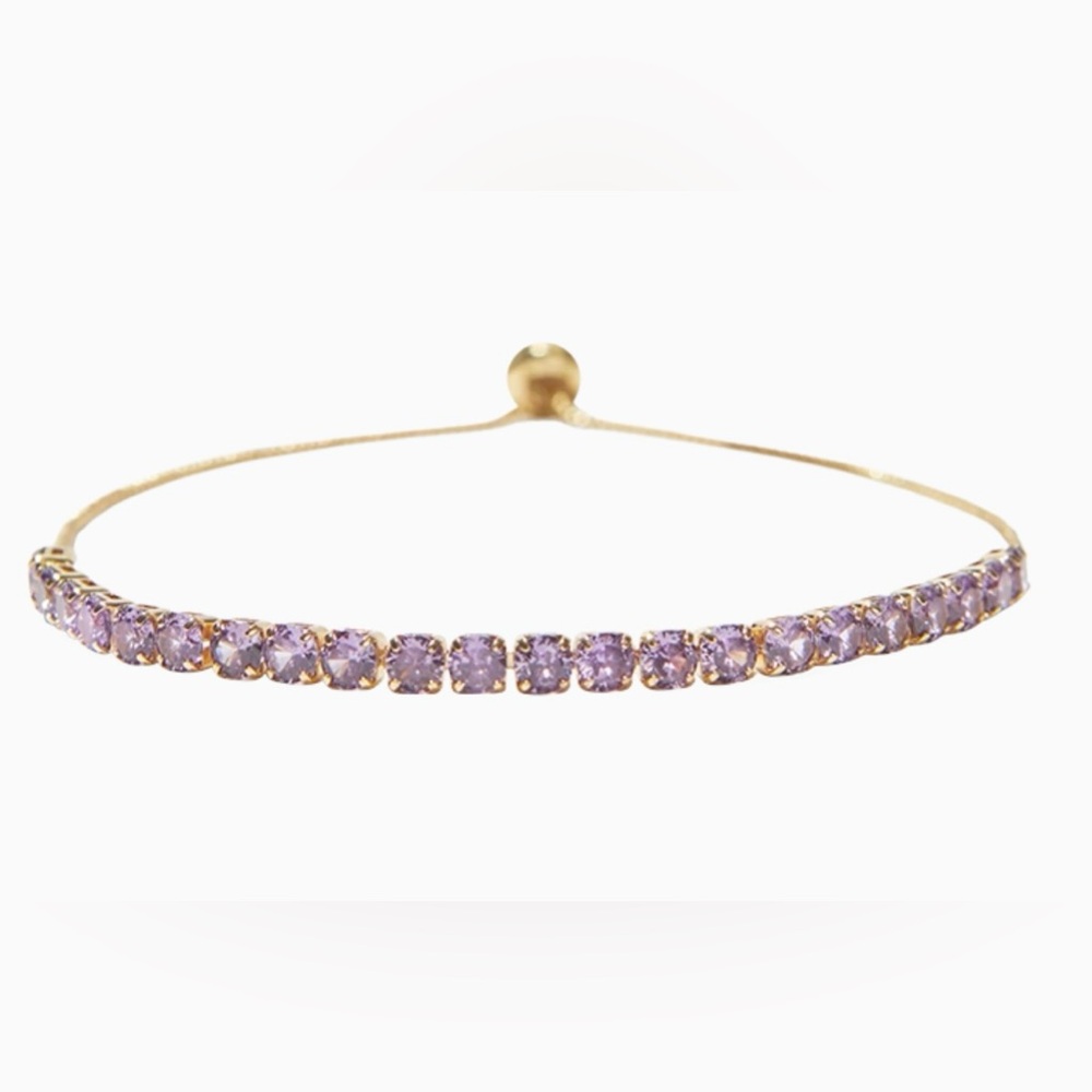 NEW 🎀 Summer & Rose Gold with light purple glass stones slider tennis bracelet.